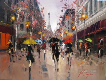 Kal Gajoum Romance in Paris cityscapes Oil Paintings